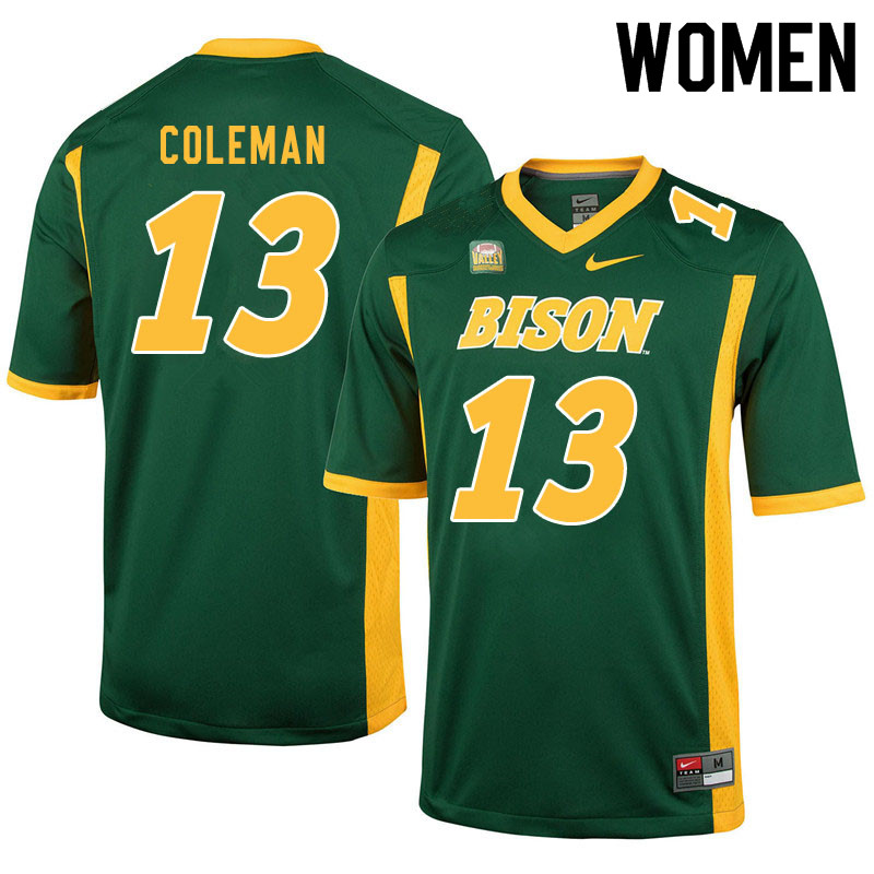Women #13 Anthony Coleman North Dakota State Bison College Football Jerseys Sale-Green